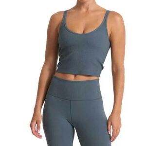 Vuori Womens Rib Crop Tank Top Sports Bra Stone Sz XS
